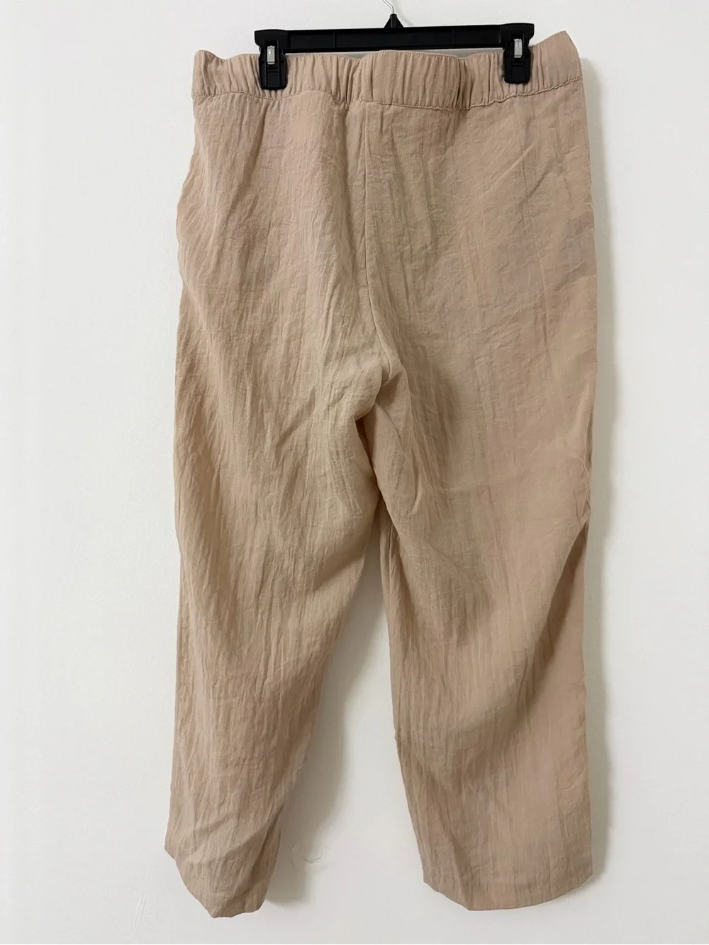 H&M Women's Drawstring Linen-Feel Joggers — Light Beige